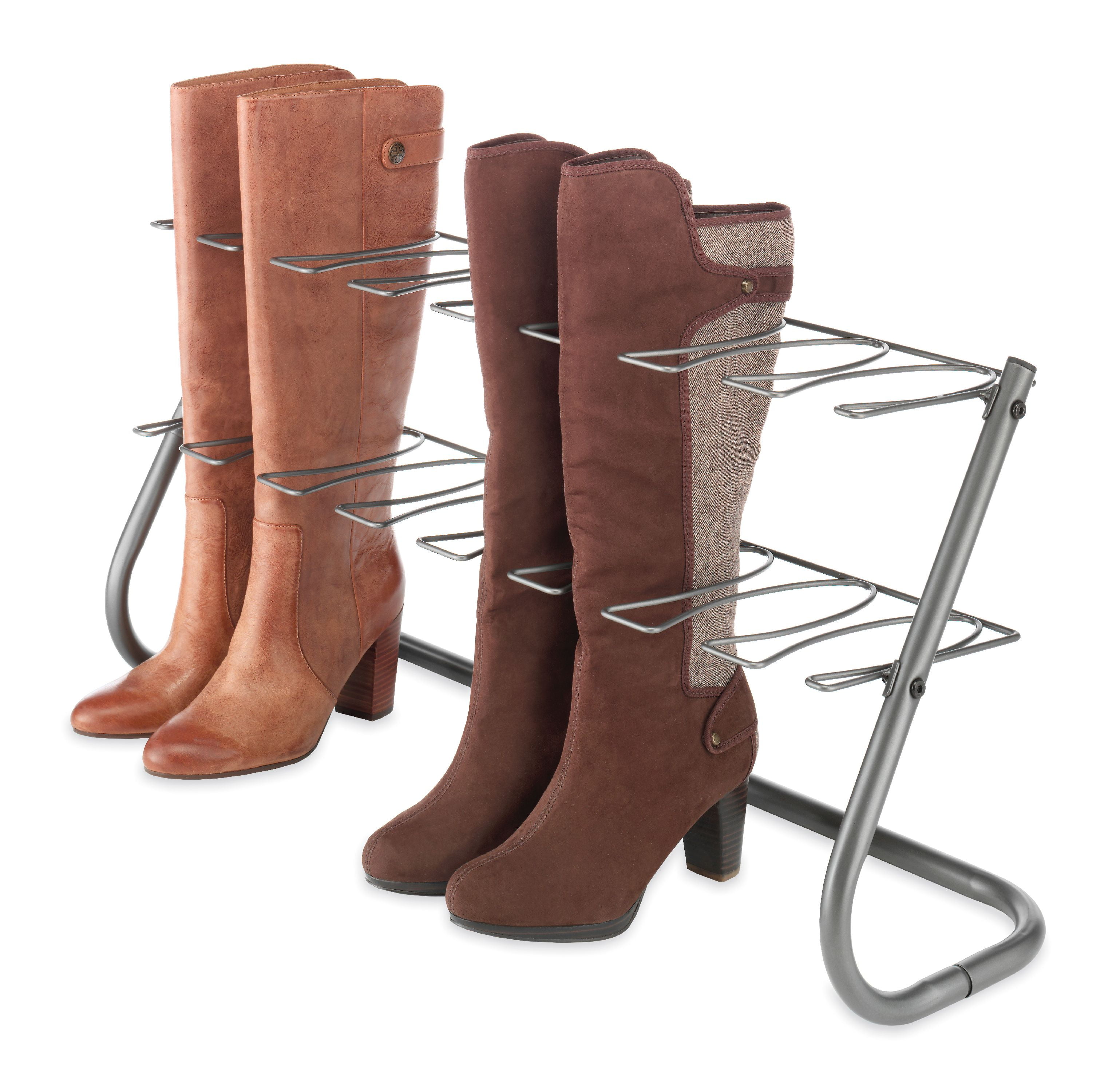 Whitmor Metal Boot Rack, Free-Standing, Space-Saving Organizer 4-Pair Capacity, Gunmetal Gray