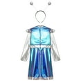 thumbnail image 7 of TiaoBug Kids Girls Alien Outerspace Dress-up Metallic Robot A Line Dress with Feeler Headband Blue 8, 7 of 7