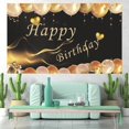 thumbnail image 1 of Birthday Banner 100D Polyester Flag Atmosphere Party Background Hanging Cloth Black Gold Happy Birthday Banner, 1 of 4
