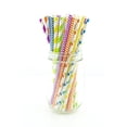 thumbnail image 1 of Rainbow Party Straws, Wedding Candy Buffet Straws, Fancy Drinking Straws, Kids Party Paper Straws, 75 Pack - Rainbow Color Multi Design Straws, 1 of 2