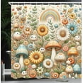 thumbnail image 3 of Ambesonne Trippy Shower Curtain, Pastel Mushroom Garden Art, 69"Wx84"L, Orange Blue and Green, 3 of 4