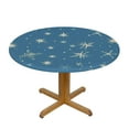 thumbnail image 3 of HAOXIT Blue Christmas Round Tablecloth  Winter Snowflake Stars Tree Deer Table Cloth Polyester Wrinkle Free Farmhouse Xmas Night Table Cover for Holiday Tea Party Home Kitchen Table 31-35, 3 of 8