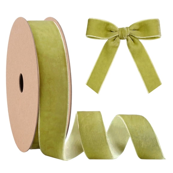 LaRibbons 1" Green Velvet Ribbon, 10 Yard Roll