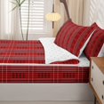 thumbnail image 5 of Manfei Red Black Geometric Check Zipper Full Size Comforter Sets with Fitted Sheet and 2 Pillowcases,Classic Plaid Zipper Bedding Set,Reversible,4pcs, 5 of 8