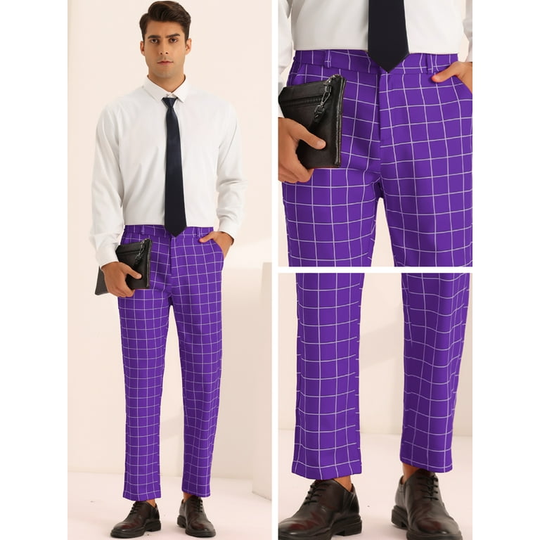 Purple plaid pants discount