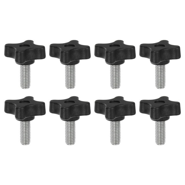 Uxcell 8 Pieces Star Knobs M8 x 20mm Metric Threaded Stud 32mm 4-Point Plastic Head Clamping Thumb Screws