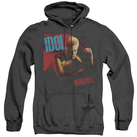 Trevco Sportswear IDOL102-AHH-2 Billy Idol & Rebel Yell Adult Heather Pull-Over Hoodie Black - Medium