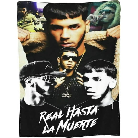 Real Anuel Hasta Aa La Muerte Blanket Flannel Throw Blanket for Couch Sofa Bed Novelty Graphic Cover Blanket Soft Air Conditioning Blankets All Season 60"X50"