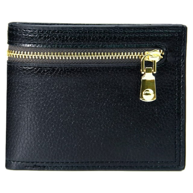 Men's Wallet Faux Leather Credit Card Holder Clutch Wallet with ID Window Zipper