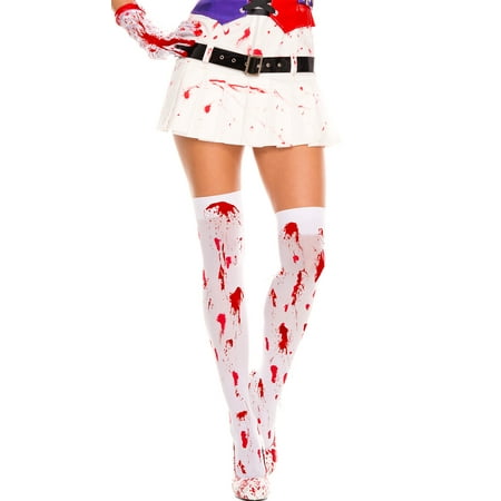 Music Legs Bloody Thigh Highs White/Red One Size Fits Most