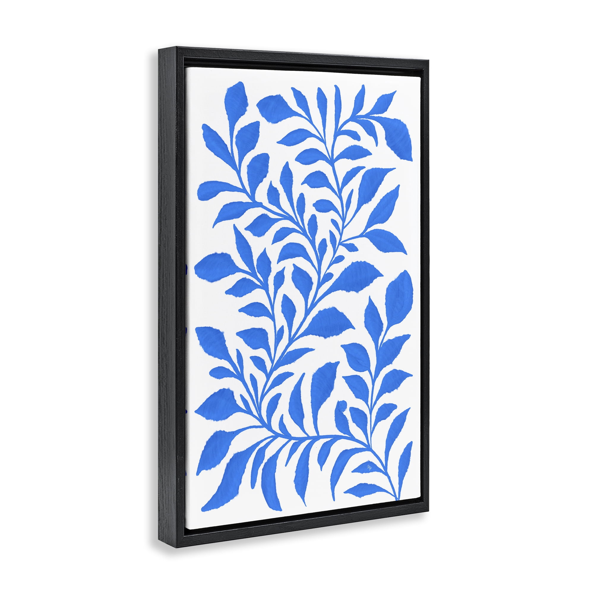 Stupell Industries Blue Snake Plant Botanical & Floral Painting Black Floater Framed Art Print Wall Art, 21 x 31