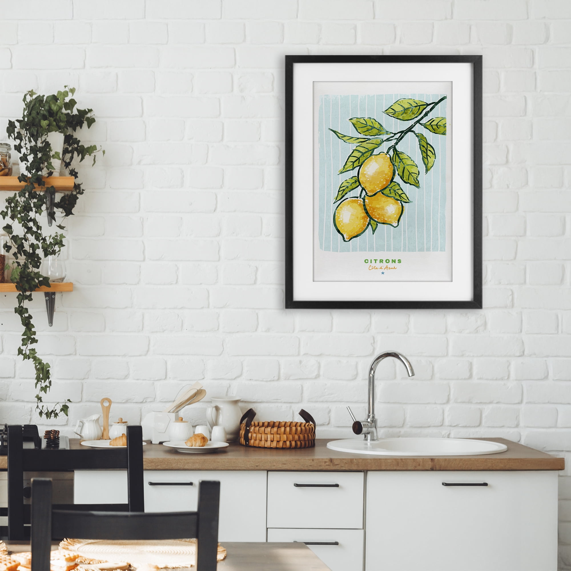 Stupell Industries Modern Bistro Lemons Black Framed Print Under Glass, design by Chad Barrett