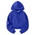 thumbnail image 2 of Delayuji Fashion A short, simple, fashionable and versatile casual solid color warm hooded sweatshirt for women, 2 of 3