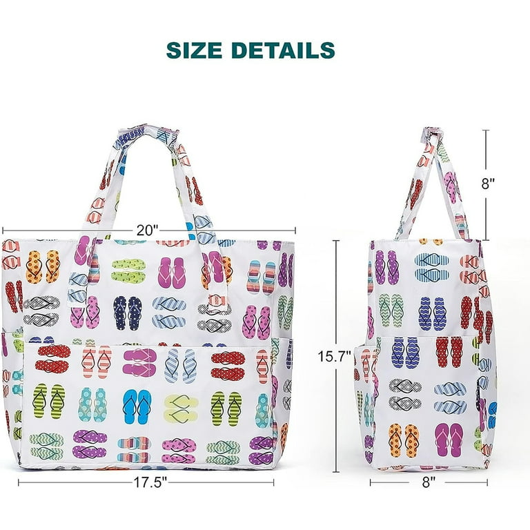Large Beach Tote Bag with Zipper Pockets Beach Bags Waterproof Sandproof Pool Swim Bag with Wet Compartment Travel Carry On Red