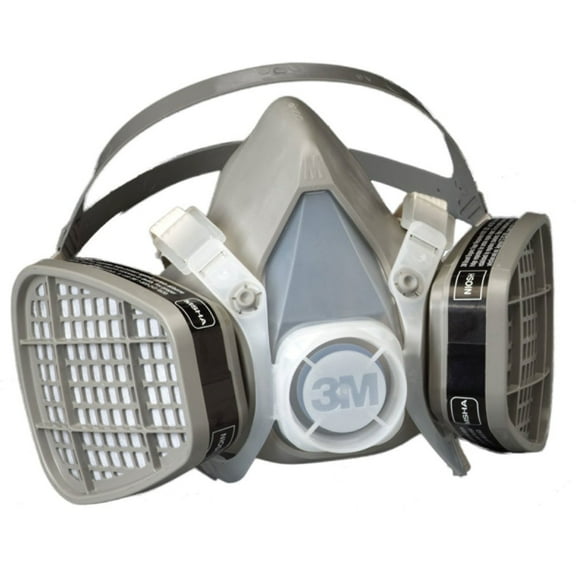 3M Medium Black Thermoplastic Elastomer Half Mask 5000 Series Disposable Air Purifying Respirator With 4 Point Harness