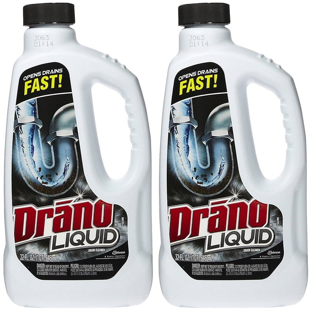 Limpiador de desagües Drano, líquido eliminador de obstrucciones, 960 ml, paquete de 2