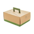 thumbnail image 3 of Cater Tek Rectangle Kraft and Green Paper Take Out Container - with Handle - 9" x 7" x 3" - 100 count box, 3 of 4