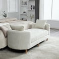 thumbnail image 4 of YWEN 77.2" Chenille End of Bed Bench Chaise Lounge, Upholstered Bedroom Bench with Arms & Bolster Pillows, Rubberwood Legs for Living Room Apartment Guest Room, 4 of 9