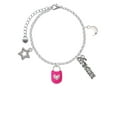thumbnail image 2 of Delight Jewelry Hot Pink Enamel Lock with Clear Crystals Silvertone Dream Big Charm Bracelet, 7.5+2" Extender, 2 of 4