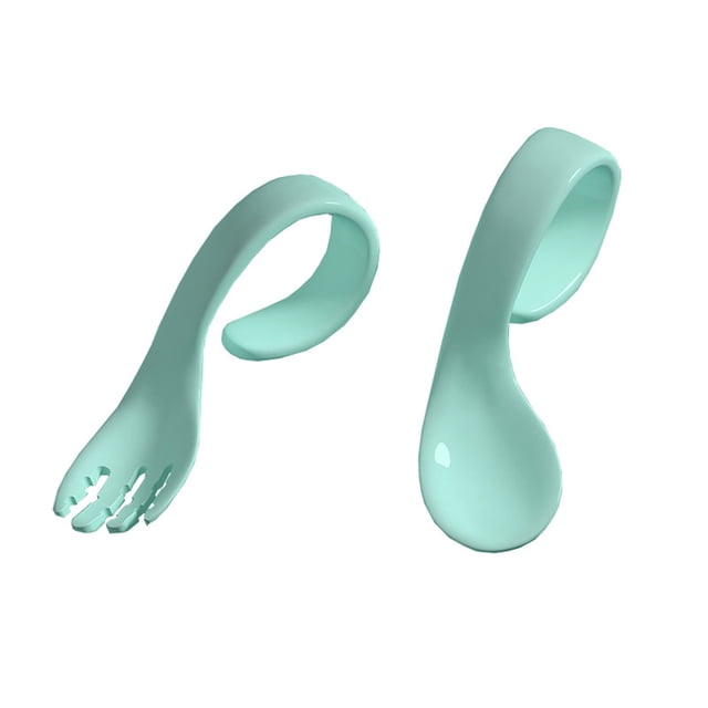 Visland 2Pcs Baby Utensils Set Easy Grip BPA Free PP Children Self Feeding Learning Spoons Forks Set for Toddler