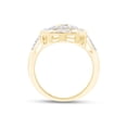 thumbnail image 5 of Princess & Round Cut Simulated Blue Sapphire & 0.10 Ct Lab Created Moissanite Diamond Art Deco Two-Tone Engagement Wedding Ring For Womens in 14k Yellow Gold Over Sterling Silver-4.5, 5 of 7