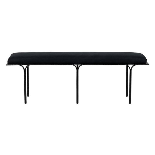 Pemberly Row Handmade Transitional Black Finish Upholstered Bench