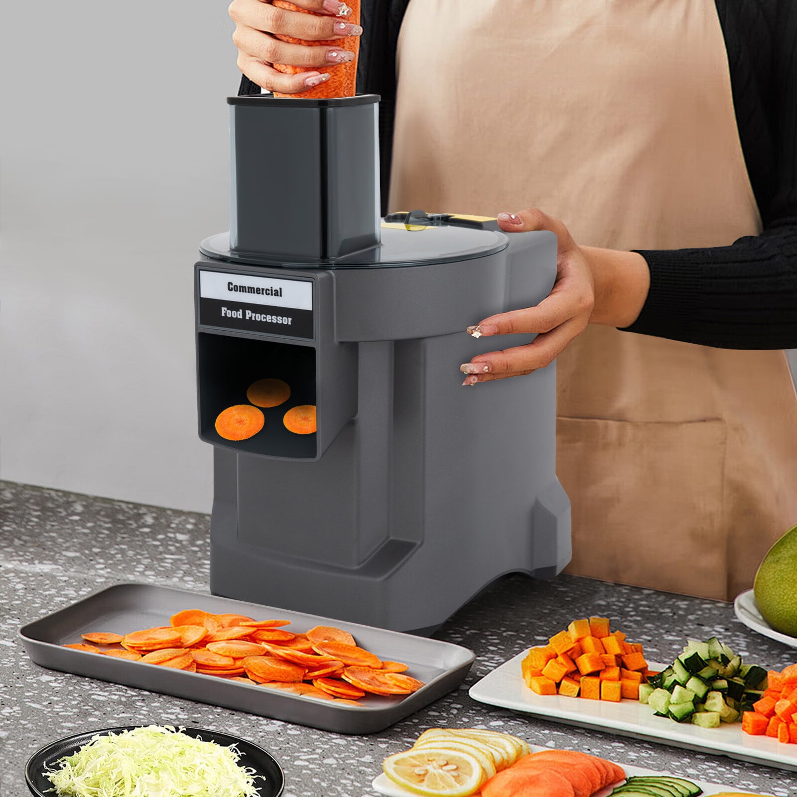 3-in-1 Commercial Vegetable Processor, Vegetable Slicer Shredder Dicer, Electric Food Processor with 3 Blades