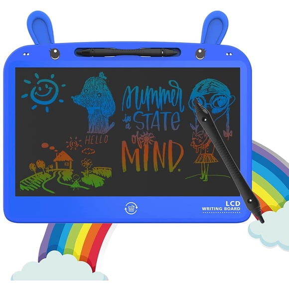 13.5-inch LCD Writing Tablet-Drawing Doodle Board for Girls, One-Touch Clear with Replaceable Batteries-Educational Learning Toys for Kids 2-7 Years Christmas Children's Day Birthday Gifts(Blue)