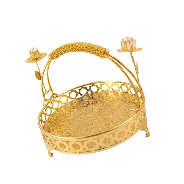 Baohd Luxury Serving Tray Wedding Gift Multipurpose for Table Centerpiece Kitchen Aureate Small