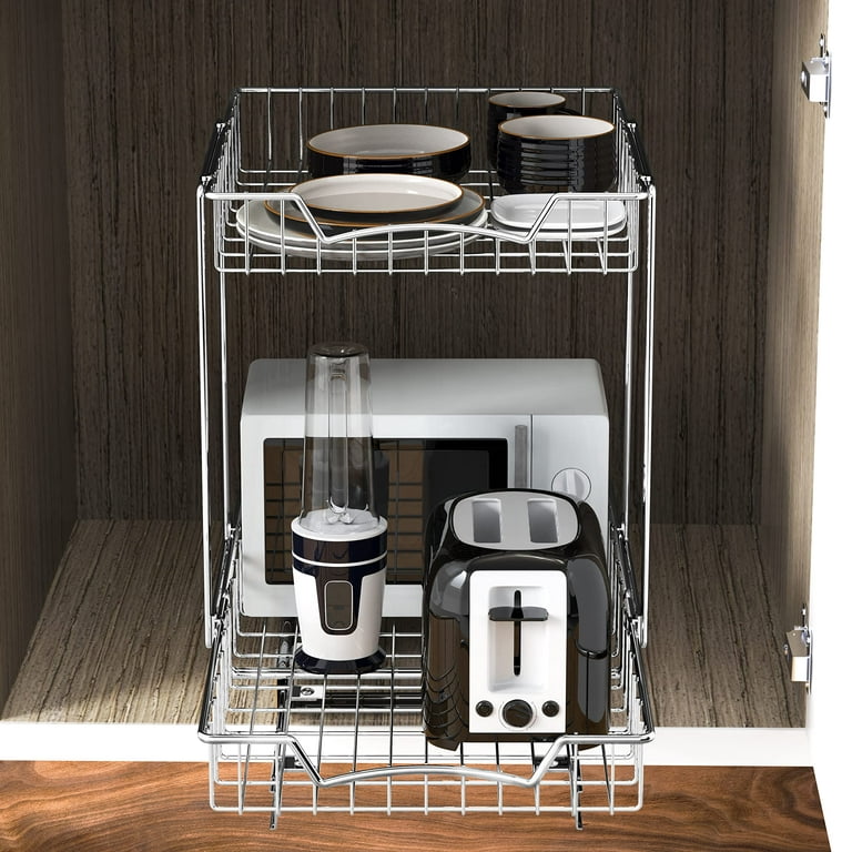  SimpleHouseware Pull Out Cabinet Sliding Basket, Black : Home &  Kitchen