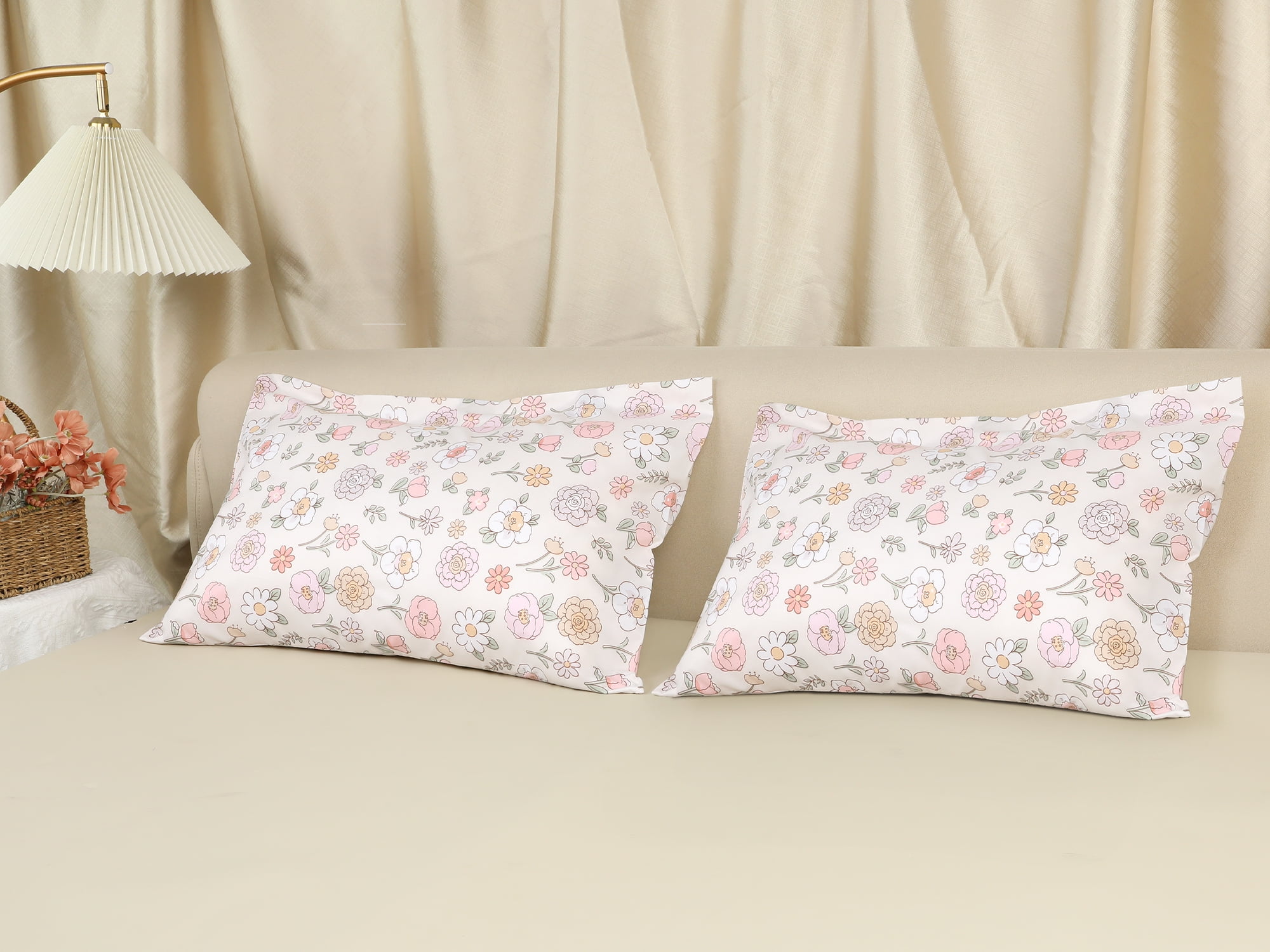 Unique Bargains Pillowcase with Envelope Closure Floral Pillow Cases Queen Light Yellow