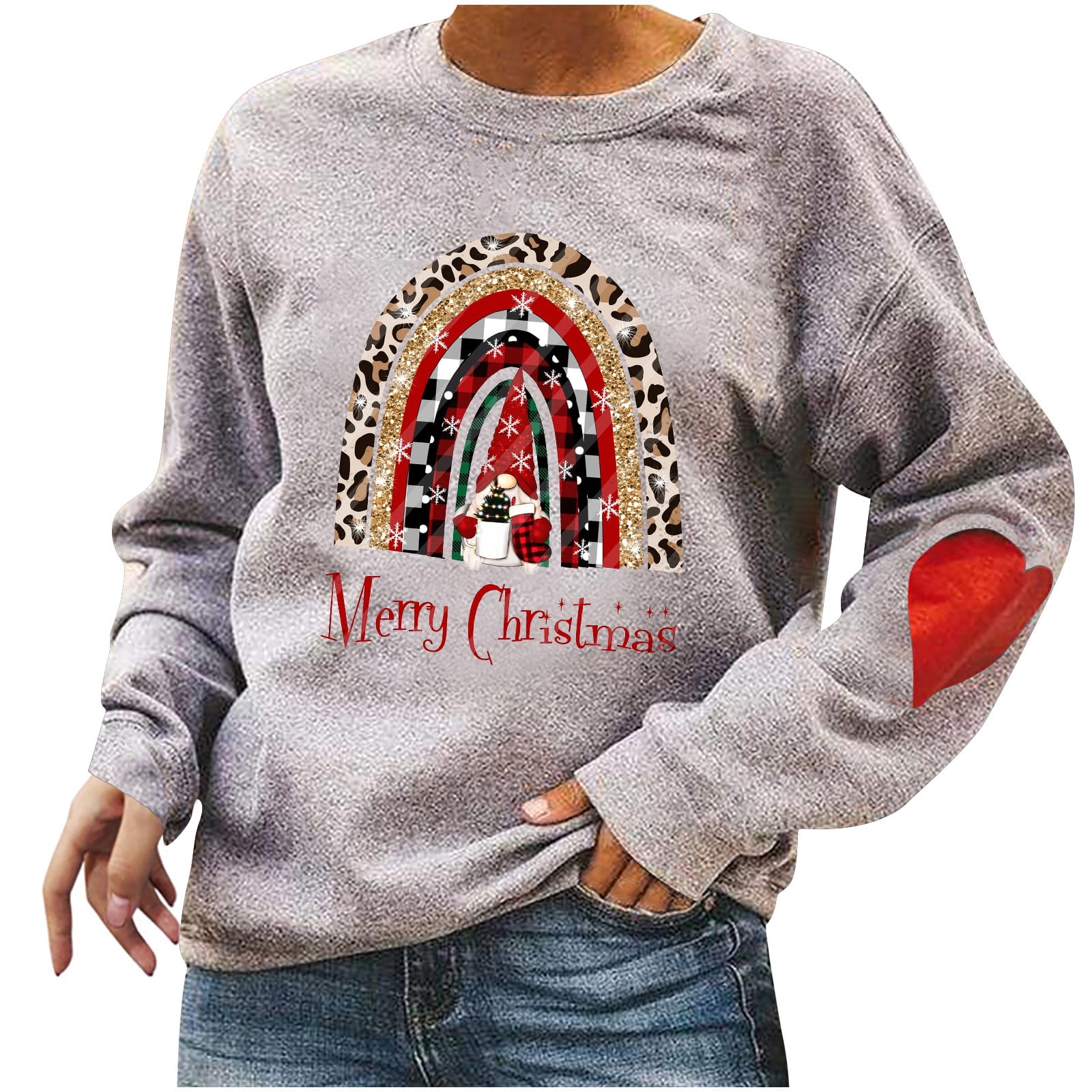 Sayhi Women's Pullover Fashion Merry Christmas Print Pattern Long-sleeved  Round Neck Sweatshirt Casual Tight Hoodie Women - Walmart.com
