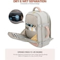thumbnail image 4 of LOVEVOOK Travel Backpack For Women, 40L Carry On Backpack Flight Approved, TSA Personal Item Travel Bag Fits 17 Inch Laptop, Business Weekender Overnight Waterproof Daypack With 2 Cubes, Grey-Pink, 4 of 10