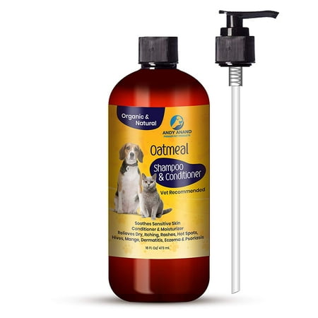 Andy Anand's Natural Hemp With Oatmeal Dog Shampoo + Conditioner For Regular Skin In One For Dogs And Cats-Hypoallergenic And Soap Free With Aloe For Allergies (16 fl. (Best Soap For Dog Bath)