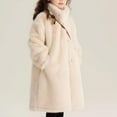 thumbnail image 5 of APEXFWDT Girls Faux Furry Winter Jacket Kids Plush Fuzzy Long Winter Coats Fashion Outerwear Button Down Fluffy Overcoat, 5 of 9