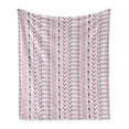 thumbnail image 1 of Striped Soft Flannel Fleece Throw Blanket, Prehistoric Shapes with Flowers Circles Folk Culture Inspired Trippy Motif, Cozy Plush for Indoor and Outdoor Use, 70" x 90", Pink Purple, by Ambesonne, 1 of 6