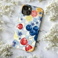 thumbnail image 6 of Watercolor Fruit & Floral Checkered Phone Case for iPhone 16 15 14 13 12 11 Pro Max Plus Mini – Blueberry, Cherry & Citrus Design, Vintage Summer Aesthetic Protective Phone Cover, 6 of 6