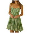 thumbnail image 1 of Kcodviy Robe en Lin pour Femmes de Printemps et d'Été, Style Villégiature pour Femmes, Robe Imprimée à Bretelles pour Adolescentes, Robe Courte, 1 of 8