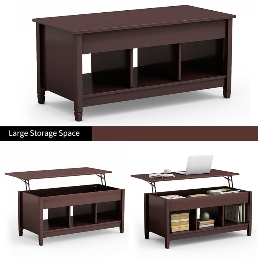 Finihen Lift Top Coffee Table, Lift Tabletop Dining Table, Lift Top Coffee Table with Hidden Storage Compartment, for Living Room, Office, Coffee