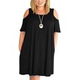 thumbnail image 4 of Vestidos de talla grande para mujer, manga corta, hombros descubiertos, camiseta informal, vestido con vuelo, 5XL oso de fresa Electrónica, 4 of 5