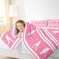 thumbnail image 3 of Castle Fairy Ice Hockey Print Queen Comforter Set 3 Pieces, Pink White Stripes Comforter Sets Queen,Pink Reversible,1 Comforter and 2 Pillowcases, 3 of 6