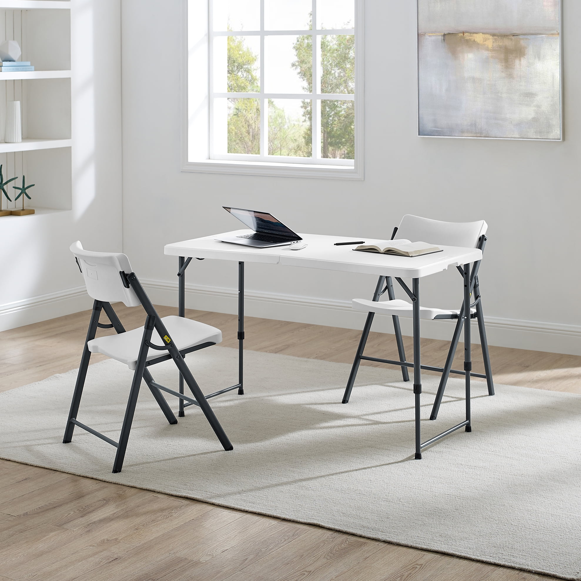 Mainstays 4' Adjustable Height Centerfold Folding Table, White