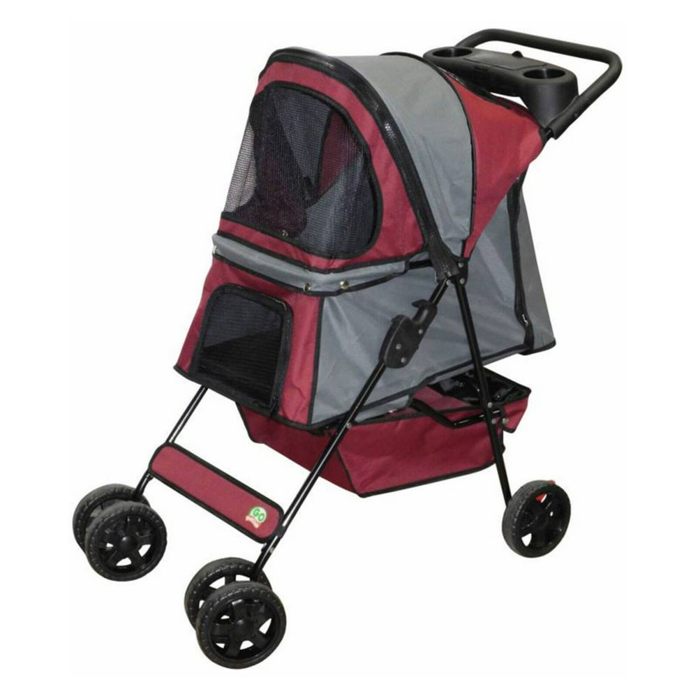 Go Pet Club Pet Stroller Maroon/Silver