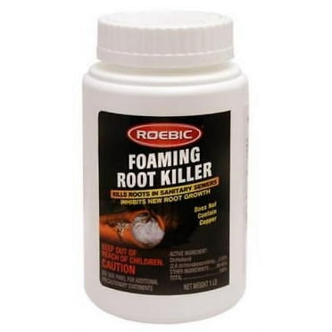 Roebic Tree Root Killer, Foaming Chemical Drain and Sewer Line Pipe Clog Remover, Safe for Bathroom Toilet, White Granules, 1 lb