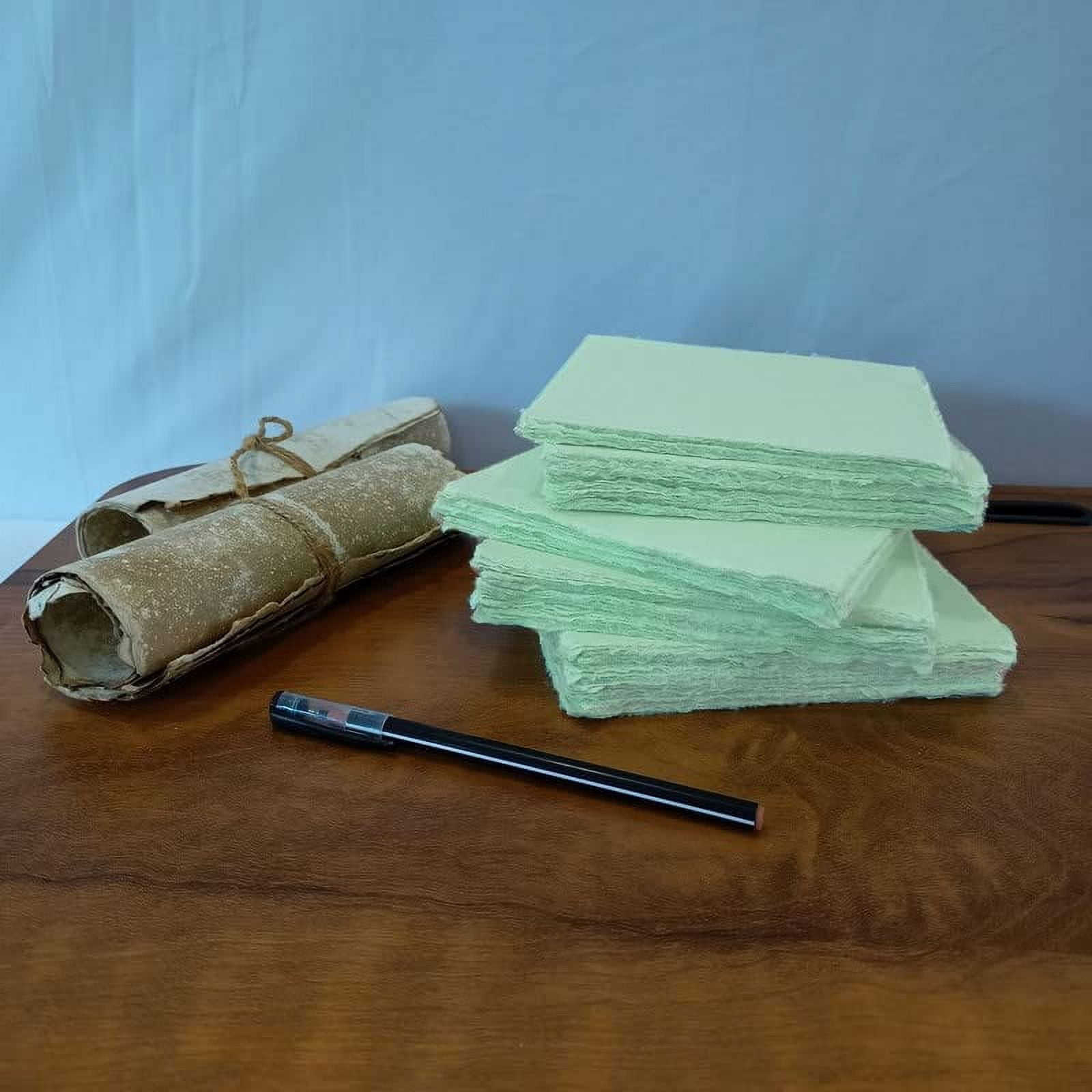 Deckle Papers® Handmade Paper Card Stock -Envelope, Calligraphy, Scrapbooking, Wedding Invitation, Origami, Menu Cards, Drawing, Watercolor, Thank You Notes, Place Cards Size-9x9" Pack of-50-Green
