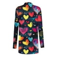 thumbnail image 3 of Women's Valentine's Coat Long Sleeve Heart Print Tunic Lounge Cardigan Top Blue XL, 3 of 4