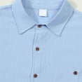 thumbnail image 6 of LIIPEE Men Shirts Casual Long Sleeve Lapel Solid Color Linen Cardigan Shirt Male Loose Fit Fashion Buttons Tops Comfortable Breathable Soft Daily Shirts,Sky Blue,S, 6 of 8