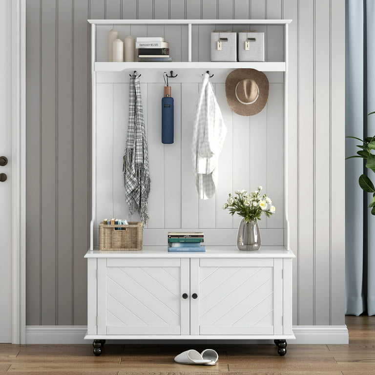 AMANA 4 section entryway storage bench with coat rack