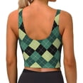 thumbnail image 4 of Uemuo Green Squares Pattern Women's Sports Bra - High Impact Support, Breathable, and Comfortable Athletic Bra for Running, Yoga, and Workouts, 4 of 9