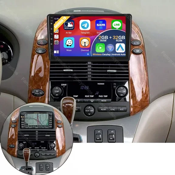 Android Radio Stereo for Toyota Sienna 2004 2005 2006 2007 2008 2009 2010 Wireless Carplay Android Auto, 9” Touch Screen for Sienna Head Unit BT/Voice Control/GPS/WiFi/Camera/SWC/FM